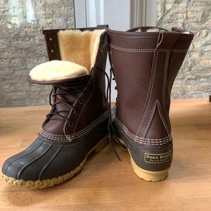 L.L. Bean Shearling Lined 10” Duck Boots NEW
